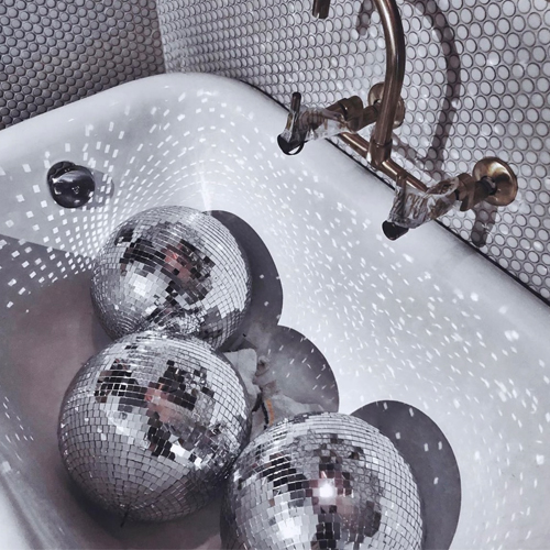 disco balls in kitchen sink